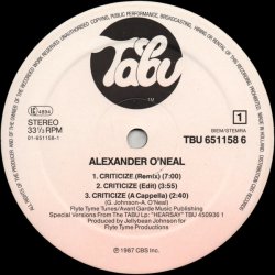 画像2: Alexander O'Neal - Criticize (Special 12" Mixes) 12"