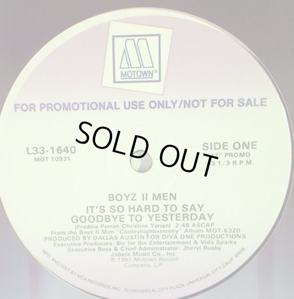 画像1: Boyz II Men - It's So Hard To Say Goodbye To Yesterday  12" 