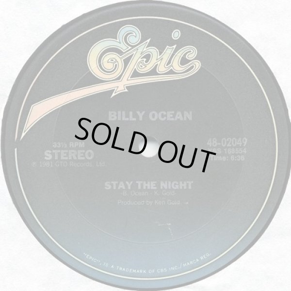 画像1: Billy Ocean - Stay The Night/Night (Feel Like Getting Down)  12" 