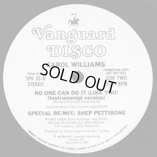 画像2: Carol Williams - No One Can Do It (Like You) Special Re-Mix：Shep Pettibone  12" 