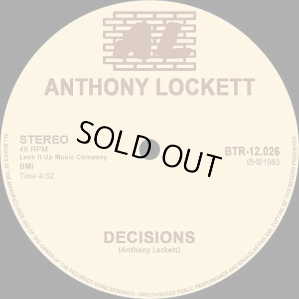 画像1: Anthony Lockett - Decisions/Sit Down And Listen  12" 