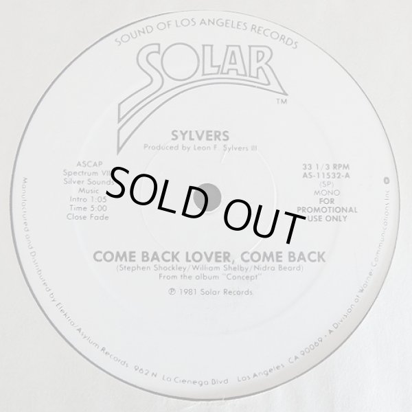 画像2: Sylvers - Come Back Lover, Come Back/There's A Place 12"