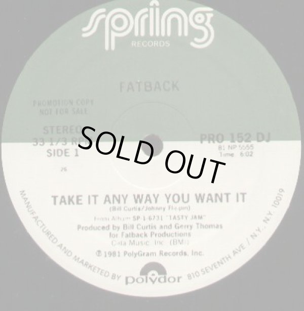 画像1: Fatback - Take It Any Way You Want It 12"