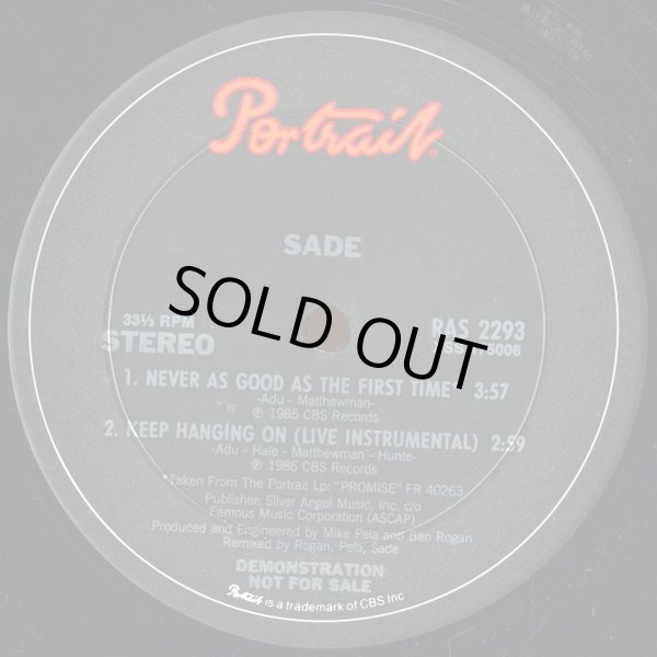 画像2: Sade - Never As Good As The First Time (Extended Remix)/Keep Hanging On (Live Istrumental)   12"
