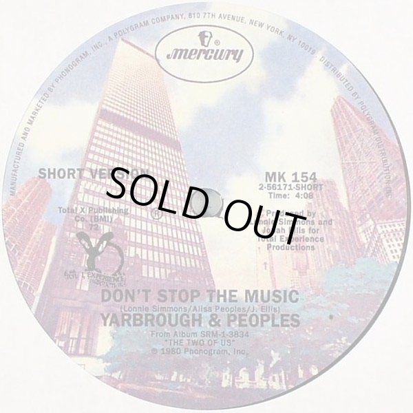 画像1: Yarbrough & Peoples - Don't Stop The Music (Long Vers 7:49)  12"