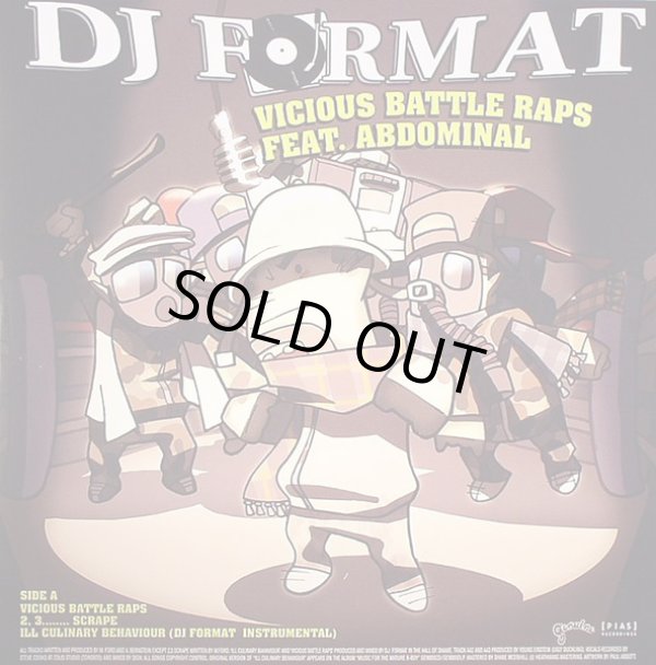 画像1: DJ Format Feat. Abdominal - Vicious Battle Raps/2, 3...Scrape/Ill Culinary Behaviour (Remixes)  12"