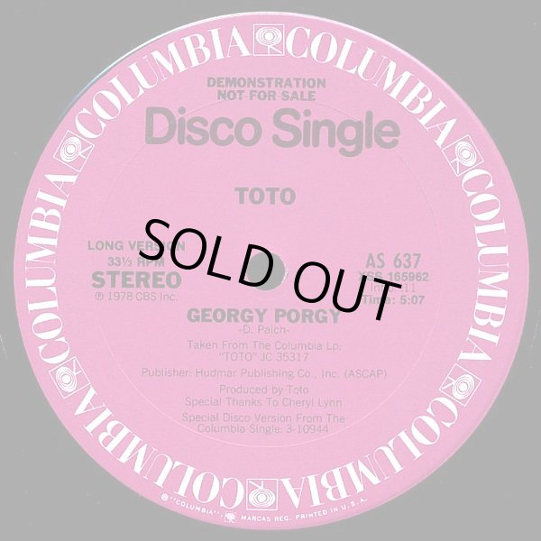 画像1: Toto - Georgy Porgy feat: Cheryl Lynn (Long/Short)  12"