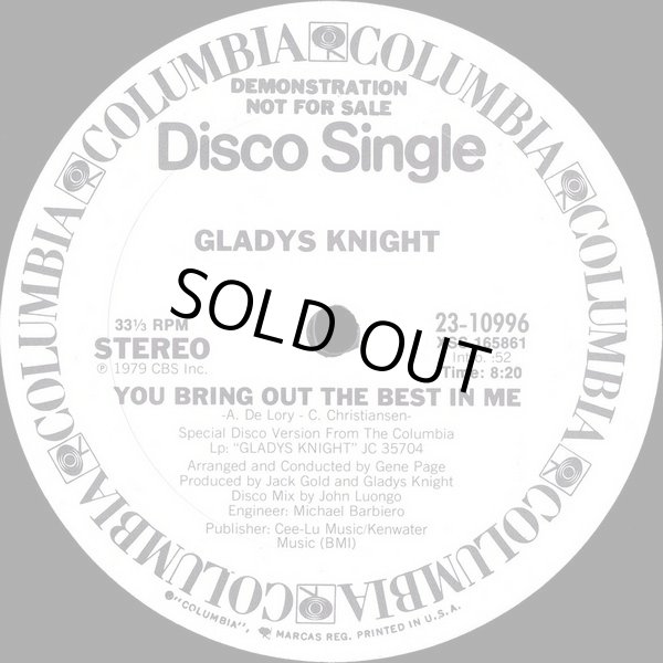 画像1: Gladys Knight - You Bring Out The Best In Me - Special Disco Vers by John Luongo (Stereo/Mono) 12"