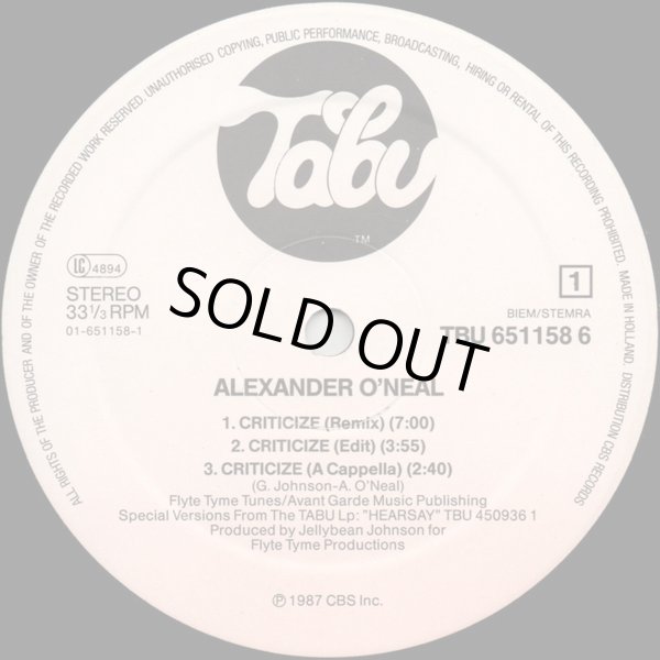 画像2: Alexander O'Neal - Criticize (Special 12" Mixes) 12"