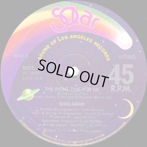画像2: Shalamar - Right In The Socket (Original Vers)/The Right Time For Us  12"