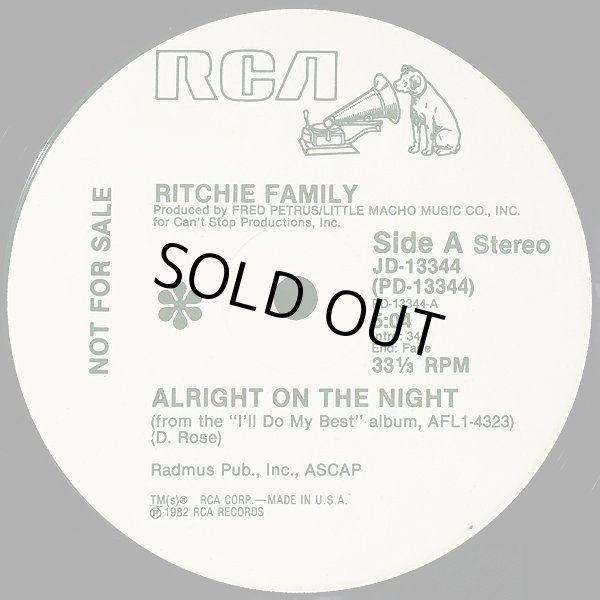 画像1: Ritchie Family - Alright On The Night/You Can Always Count On Me  12"  