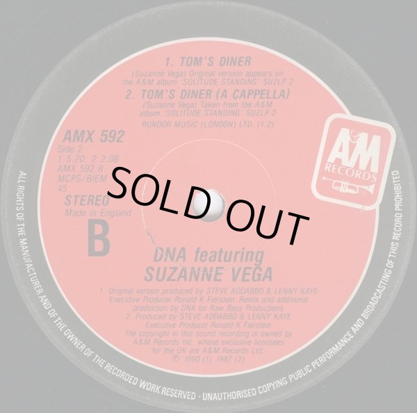 画像3: D.N.A.Featuring Suzanne Vega - Tom's Diner (Remix)   12"