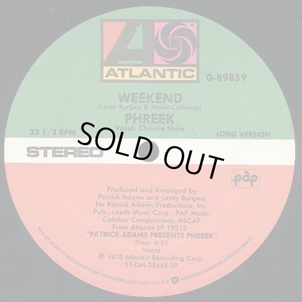 画像2: Phreek - Weekend (Long Vers 6:51/Extended Vers 8:12) 12"