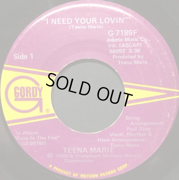 画像1: Teena Marie - I Need Your Lovin'/Irons In The Fire  7"