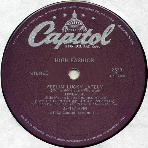 画像1: High Fashion‎ - Feelin' Lucky Lately/Brainy Children  12"