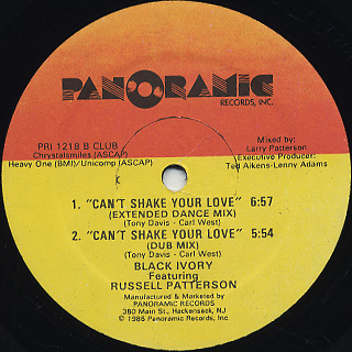 画像1: Black Ivory Featuring Russell Patterson - Can't Shake Your Love  12"