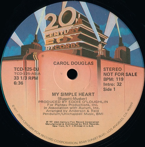 画像1: Carol Douglas - My Simple Heart (Stereo/Mono)  12" 