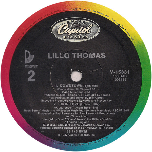 画像2: Lillo Thomas - Downtown (City Mix/Radio Mix/Taxi Mix)/I'm In Love (Uptown Mix) 12"