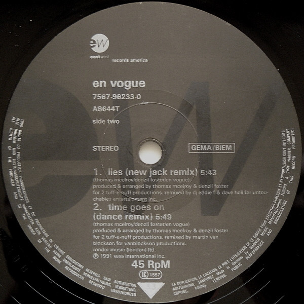 画像3: En Vogue - Silent Nite (Happy Holiday Mix)/Hold On (Hip Hop Mix)/Lies (New Jack Remix)/Time Goes On (Dance Remix)  EP