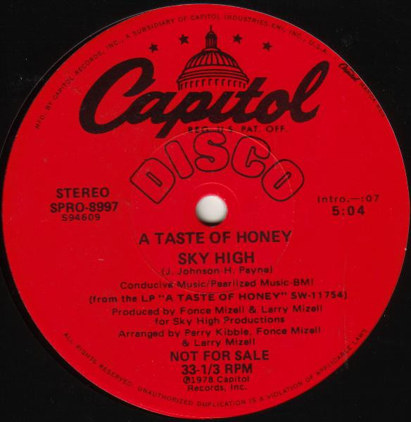 画像2: A Taste Of Honey - Disco Dancin'/Sky High  12"