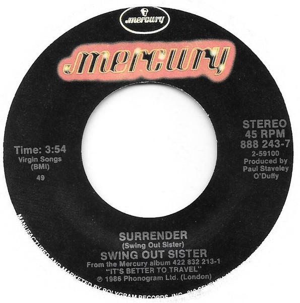 画像1: Swing Out Sister - Surrender (3:54)/Who's To Blame  7"