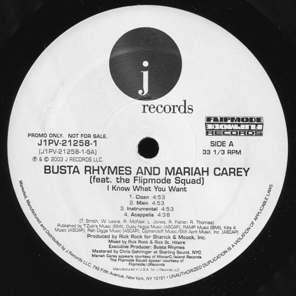 画像1: Busta Rhymes - I Know What You Want feat Mariah Carey and Flipmode Squad/Call The Ambulance  12"