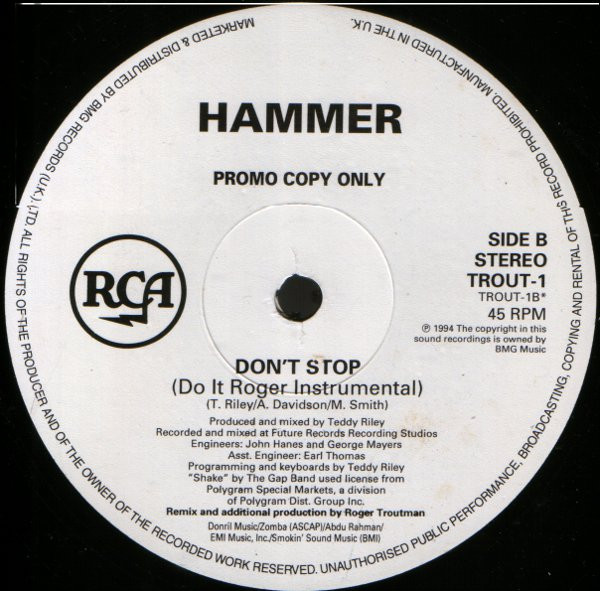 画像2: Hammer - Don't Stop (Do It Roger Mix)  12"