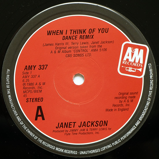 画像2: Janet Jackson - When I Think Of You/Come Give Your Love To Me 12"
